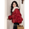 鹿向南「如梦令」90白鸭绒红色毛领羽绒服新中式盘扣加厚短外套女 商品缩略图0