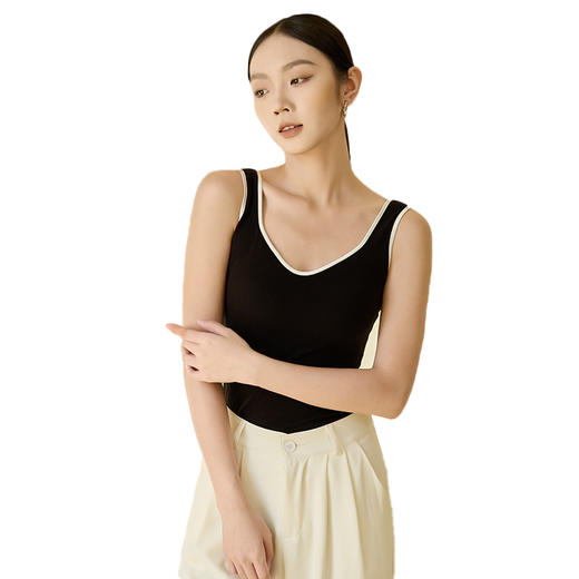 「自带Bra」正品德绒 润肤保暖｜触棉 撞色海鸥领带胸垫背心 A08561 商品图4