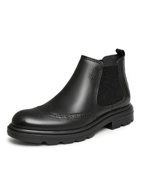 【内购会】Bata切尔西靴男冬新款牛皮英伦风通勤布洛克低靴