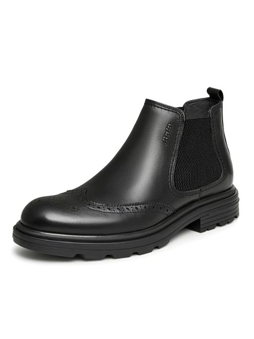 【内购会】Bata切尔西靴男冬新款牛皮英伦风通勤布洛克低靴 商品图0