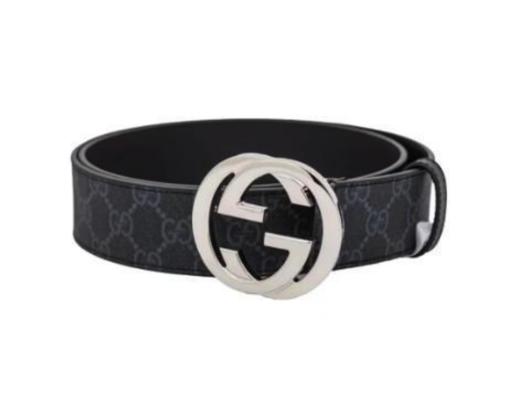 GUCCI古驰 双G板扣 皮革 皮带 男款黑色 宽4cm 商品图0