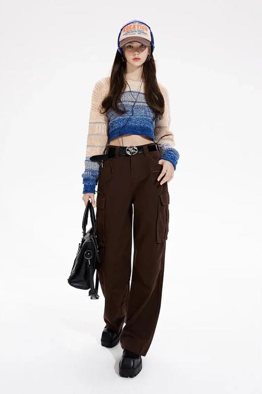 MEETLADY/米莱达 圆领短款渐变针织毛衣上衣 18988 商品图4