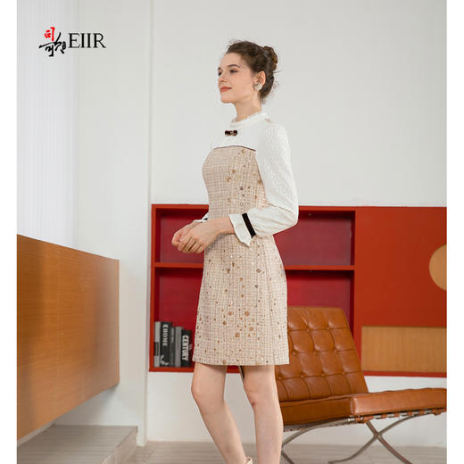 司歌长袖立领粗花呢连衣裙假两件小香风A901190X 商品图1