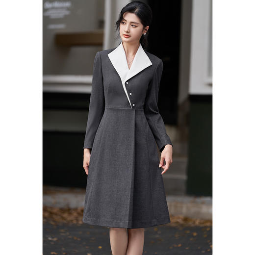 剩S/L 11.20【劲爆拼团！拼团到手价199元】 磨毛连衣裙 高级感简约通勤气质撞色翻领连衣裙2078 商品图2