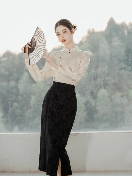 【清仓不退换】【高品质私服】【新中式提花松紧腰开叉半裙】质感舒适柔软但自带筋骨【无标出货 介意慎拍】 商品图6