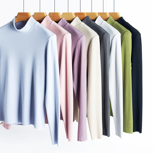 男女同款 德绒竖条半高领发热绒打底衫  内里舒适绒面 接触皮肤无刺激 蓄热恒温 发热保暖 商品图7