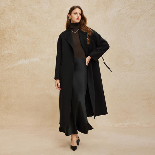 PH947斯尔丽24新款设计感廓形双面呢手工编制腰带显瘦羊毛大衣 商品图4
