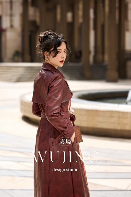 【雾境定制新款】红粉佳人系列进口超纤皮+渲染丝绒大衣外套 4202106 商品图5