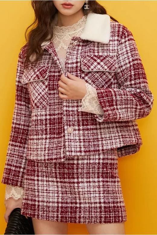 凡兔/ONE-T 红色格纹半裙套装 11080 商品图3