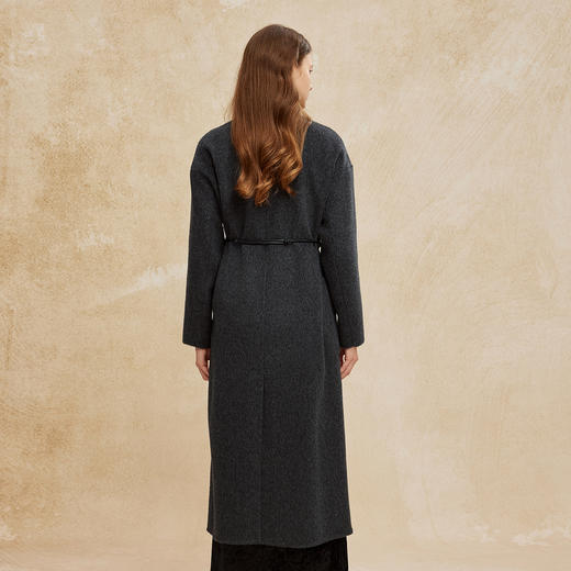 PH947斯尔丽24新款设计感廓形双面呢手工编制腰带显瘦羊毛大衣 商品图1