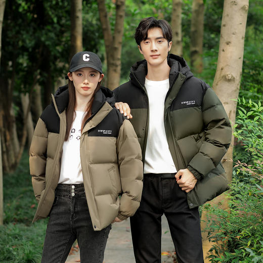 麦壳2024年秋冬新款情侣格纹连帽羽绒服MK02556 新国标鸭绒(绒子含量90%)【3-7 发货】 商品图1