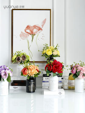 玫瑰仿真花假花海芋花餐桌摆花室内家居客厅轻奢装饰花摆设摆件