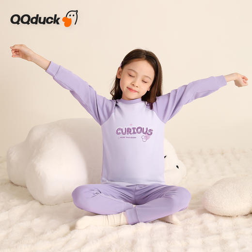 【纯棉】【110-160】【可可鸭】女童撞色插袖纯棉内衣套 商品图0