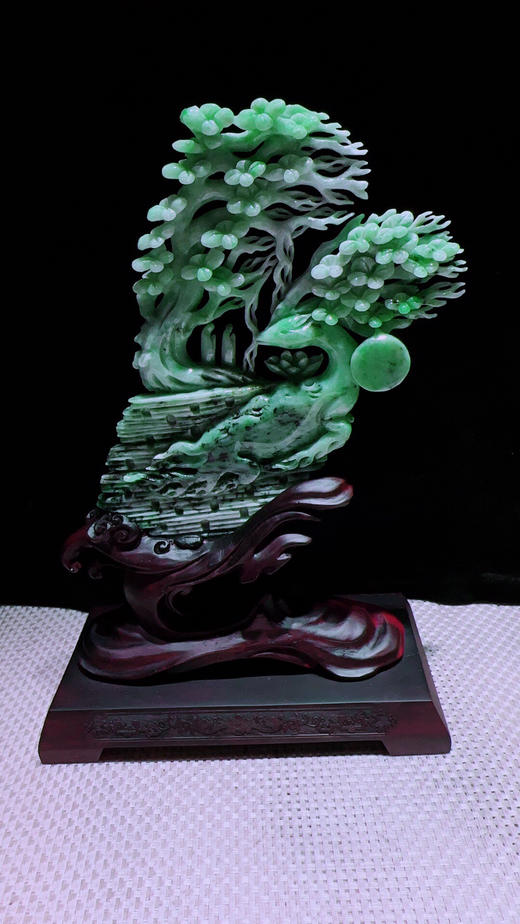 620483翡翠摆件【鹿鸣蝉音 梅开五福】 商品图3