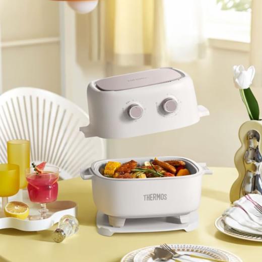 【积分兑换】膳魔师（THERMOS） 多功能料理锅空气炸锅家用电火锅电炸煮锅分体式蒸煮一体煎烤料理锅电锅4L EHA-5734A 商品图2