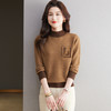 CC-13-6367秋冬内搭打底衫女士2024新款半高领洋气拼色提花毛衣镶钻 商品缩略图1