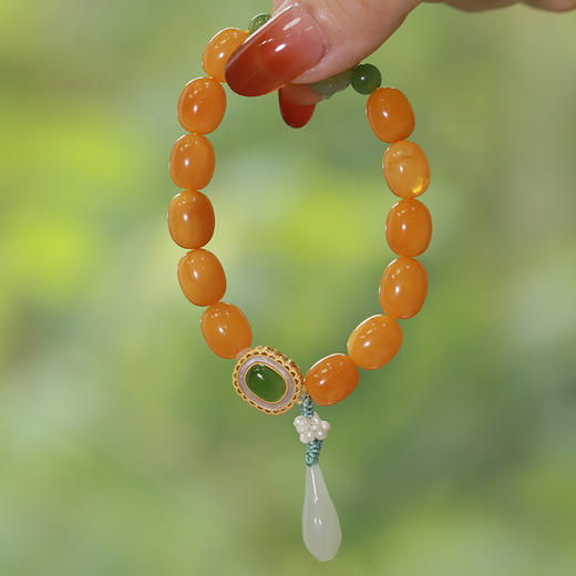 【宫里手串】天然鸡油黄蜜蜡手串9*11mm 商品图1