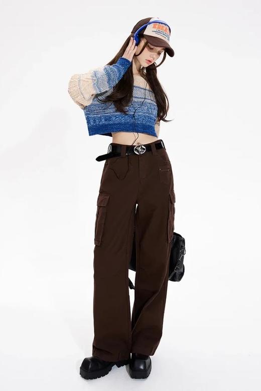 MEETLADY/米莱达 圆领短款渐变针织毛衣上衣 18988 商品图6