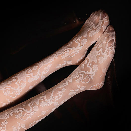 霏慕 复古风韵味提花连裤丝袜新款提花情趣丝袜黑丝连裤袜性感透视外穿欧美内衣女7380 商品图6