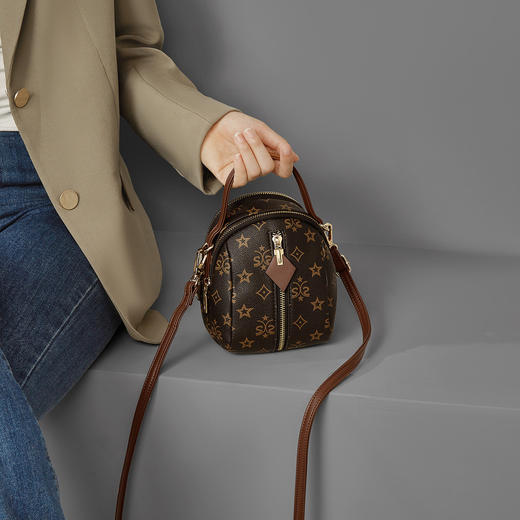 Safiya/索菲娅2024新款爆款时尚小圆包百搭老花单肩斜挎包 SF42215264 商品图8