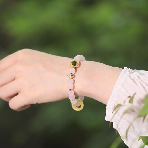 天然和田玉白玉手蜜蜡环扣手链7*8mm 商品图5