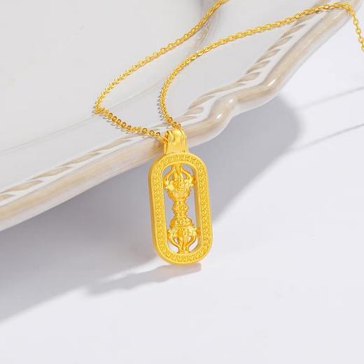 足金硬足金999吊坠护佑金刚杵黄金挂坠韦雪同款 商品图0