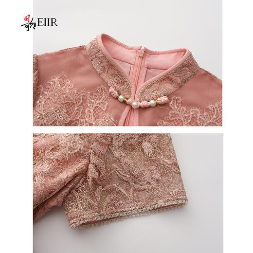 司歌立领金葱刺绣连衣裙短袖春夏女A891449X 商品图2