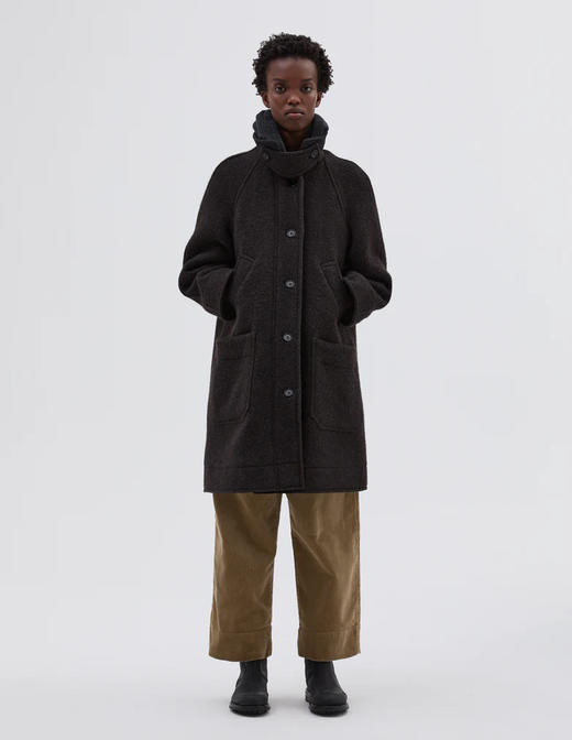 MHL  深棕色英国麦尔登羊毛呢插肩式长外套 商品图4