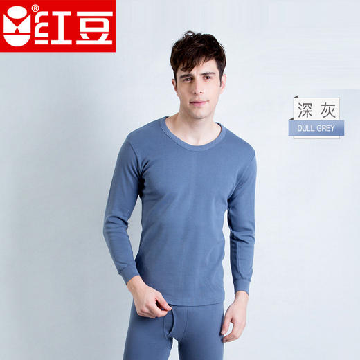 红豆100%棉内衣男士低圆领纯棉秋衣秋裤棉毛套装D3258 商品图3