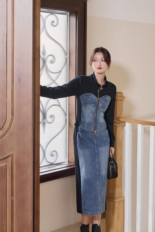 WHO KNOWS 牛仔拼接上衣半裙套装 19021 商品图4