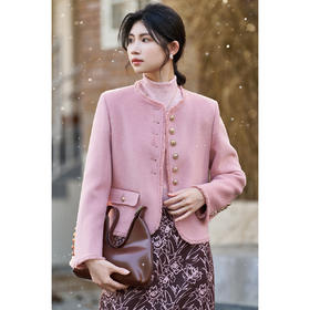 剩S/M/L/XL 【羊毛双面呢外套】米思阳2026春冬季新款法式精致短款毛呢外套高级感羊毛上衣女3660