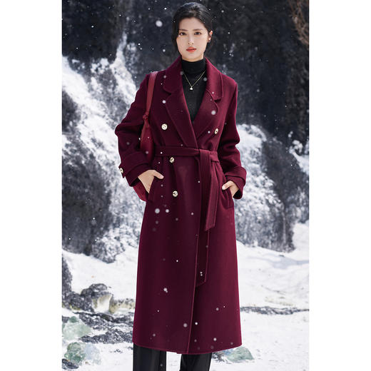 【山羊绒双面羊绒羊毛大衣】米思阳2025冬季法式赫本过膝风衣毛呢大衣厚外套4698 商品图1