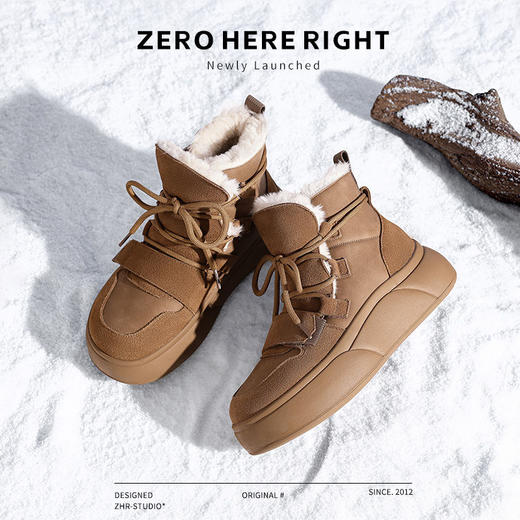 ZHR则则加绒加厚雪地靴2024冬季新款保暖柔韧棉鞋轻量舒适短筒鞋 商品图5