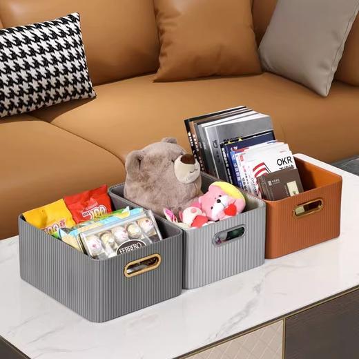 【白色/浅灰】娜家皮革储物收纳盒 商品图1