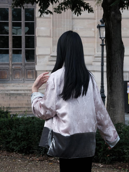 盛唐牡丹|银灰丝绒配冠乐绉双面穿外套 商品图8