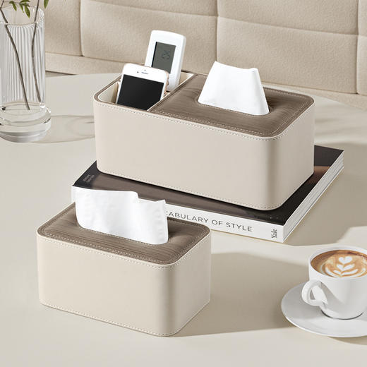 【茶色】娜家高颜值皮革轻奢多功能纸巾盒 商品图1