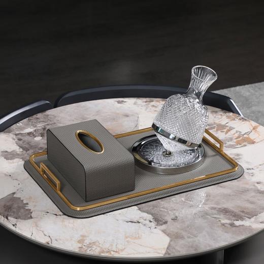 【米白/典雅黑】娜家轻奢皮革托盘 商品图2