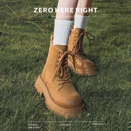 ZHR则则英伦风马丁靴女2024秋冬款复古百搭厚底大黄靴显瘦工装靴 商品图3