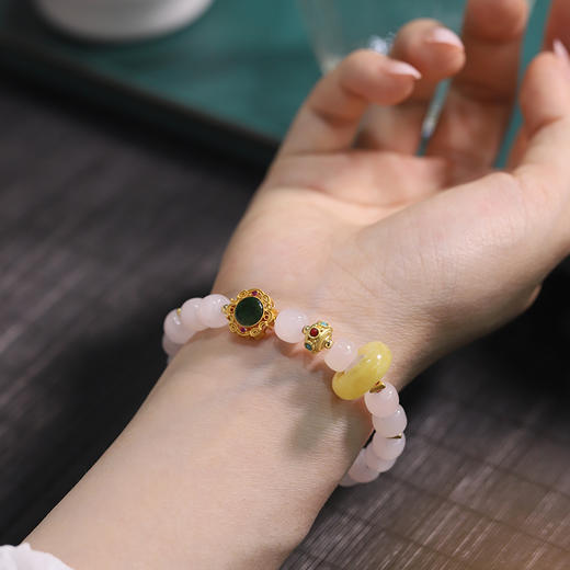 天然和田玉白玉手蜜蜡环扣手链7*8mm 商品图0