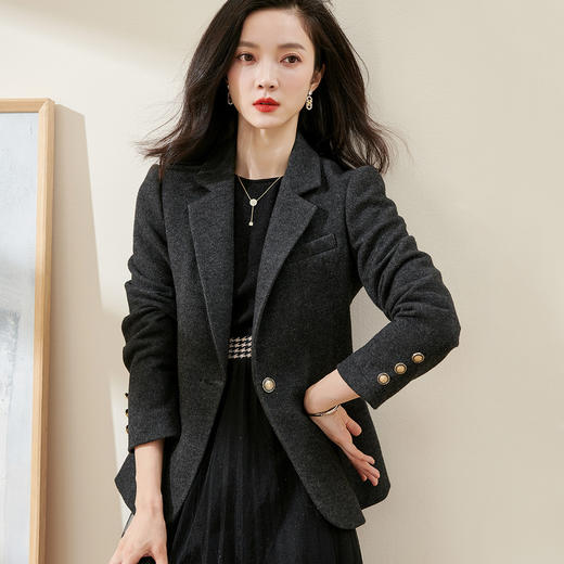 【通勤羊毛西装】米思阳2026春季气质职业简约修身女式西服外套4459 商品图0
