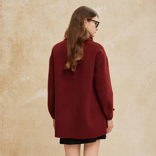 PH955斯尔丽24新款时尚翻领羊毛高支白领通勤显瘦直身双面呢大衣 商品图1