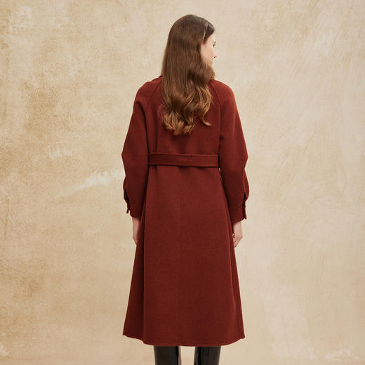 PH952斯尔丽24新款羊毛高支双面呢翻领直身显瘦通勤双排扣长款大衣 商品图1