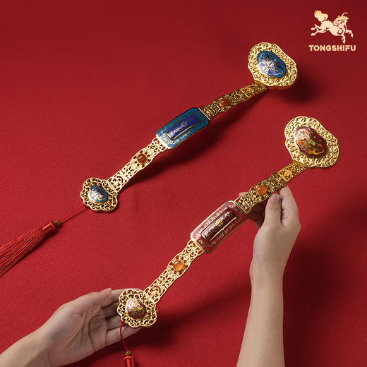 铜师傅《人生如意》桌面紫铜摆件 事事如意景泰蓝摆件 工艺品 商品图7