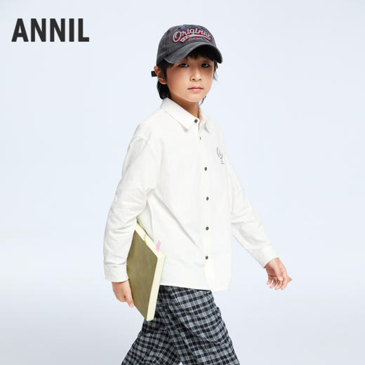 男童学院风休闲衬衫长袖上衣新款安奈儿童装EB431520 商品图1