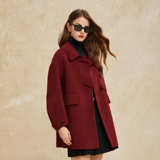 PH955斯尔丽24新款时尚翻领羊毛高支白领通勤显瘦直身双面呢大衣 商品图0