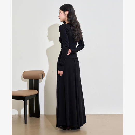 简约通勤套装女早春捏褶修身长袖针织衫搭半裙两件套V0042788 商品图4