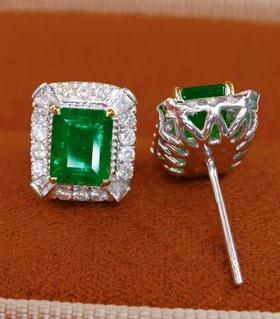 1.95克拉祖母绿耳钉