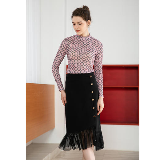 司歌弹力打底高领衫长袖秋冬印花女上衣ET901332X 商品图4