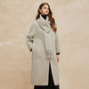 PH944斯尔丽24新款双面呢直身配围巾韩版大气廓形显瘦中长羊毛大衣 商品缩略图5