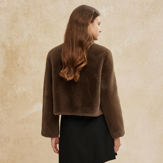 PH105斯尔丽24冬季新款复古皮毛一体颗粒绒剪绒小香风时尚仿皮草外套 商品图5